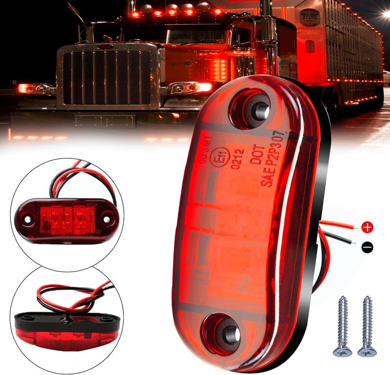 ALFU 10 Pack Red DC12-24V IP68 Waterproof LED Trailer Lights Kit Front Rear LED Side Marker Clearance Indicators Light for RV Camper Truck Van Caravan Boat - Image 4